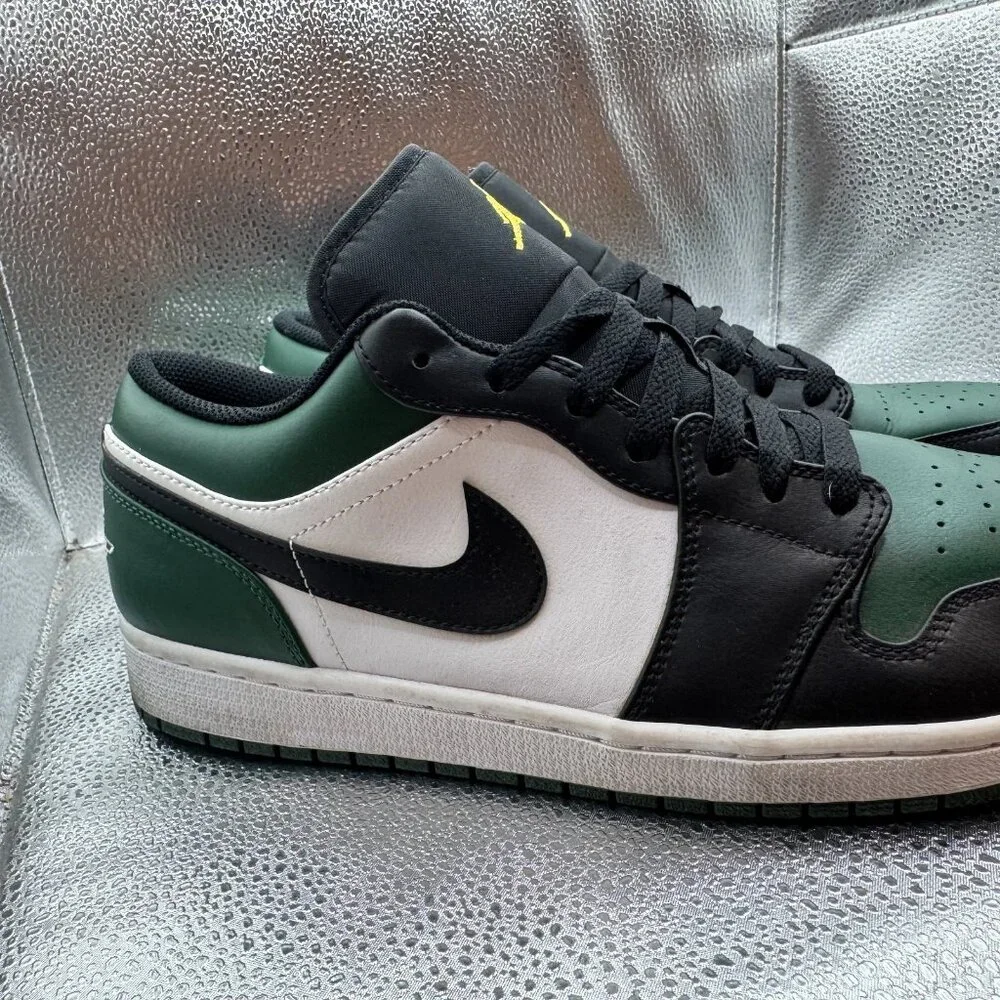 Size 11.5 Jordan 1‎ Low Mens Green Toe Low Top Lace-Up Sneakers 553558-371